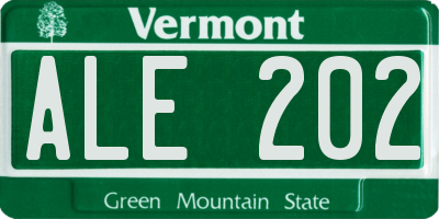 VT license plate ALE202