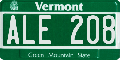 VT license plate ALE208