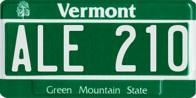 VT license plate ALE210