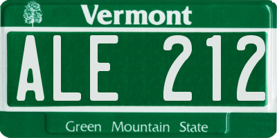 VT license plate ALE212