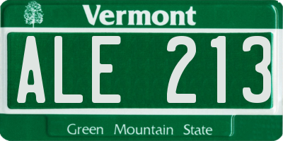 VT license plate ALE213