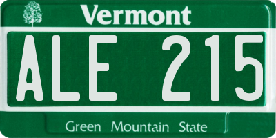 VT license plate ALE215