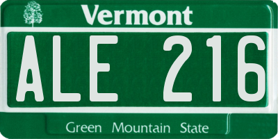 VT license plate ALE216