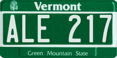 VT license plate ALE217