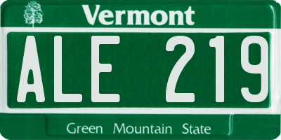 VT license plate ALE219