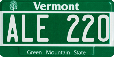 VT license plate ALE220