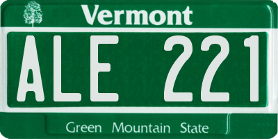 VT license plate ALE221