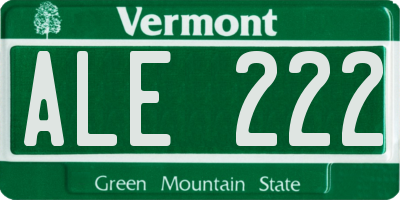 VT license plate ALE222