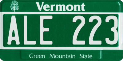 VT license plate ALE223