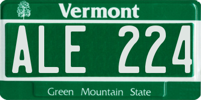 VT license plate ALE224