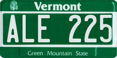 VT license plate ALE225