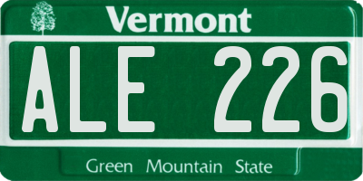 VT license plate ALE226