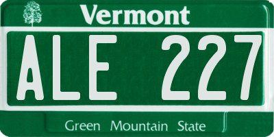 VT license plate ALE227