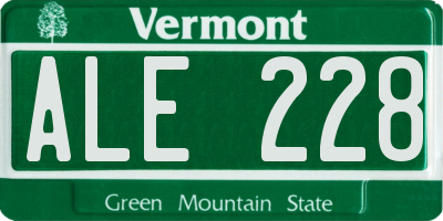 VT license plate ALE228