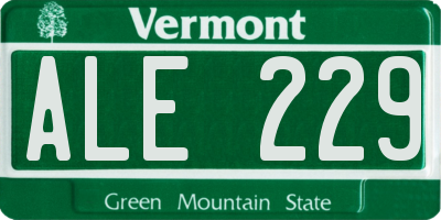 VT license plate ALE229