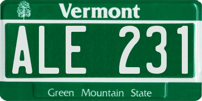 VT license plate ALE231