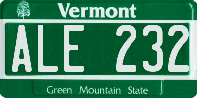 VT license plate ALE232
