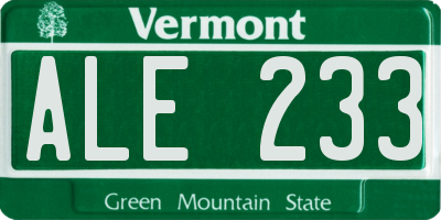 VT license plate ALE233