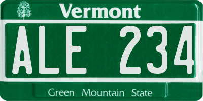 VT license plate ALE234