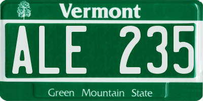 VT license plate ALE235