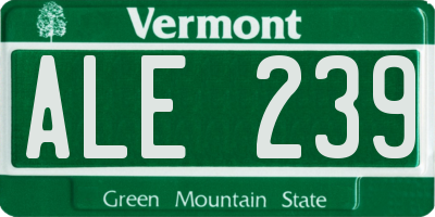VT license plate ALE239