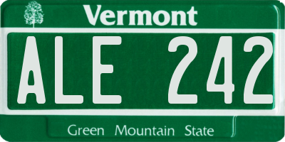 VT license plate ALE242