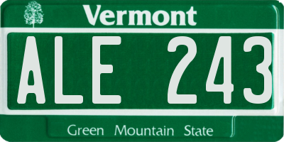 VT license plate ALE243