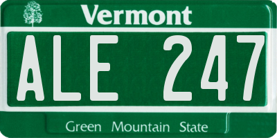 VT license plate ALE247