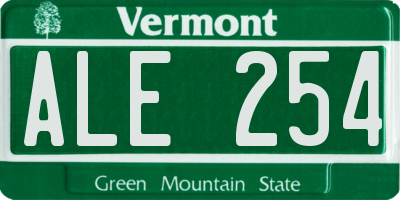 VT license plate ALE254