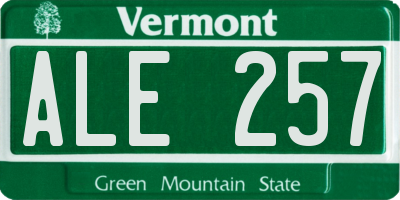VT license plate ALE257
