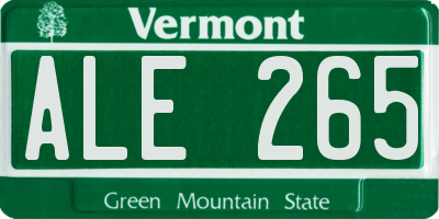 VT license plate ALE265