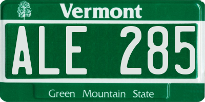 VT license plate ALE285