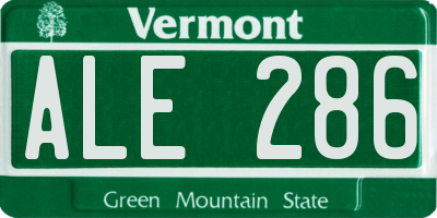 VT license plate ALE286