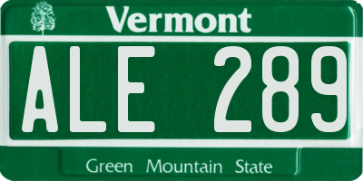 VT license plate ALE289