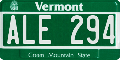 VT license plate ALE294