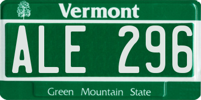 VT license plate ALE296