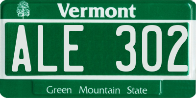 VT license plate ALE302