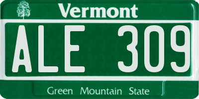 VT license plate ALE309