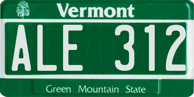 VT license plate ALE312
