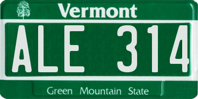 VT license plate ALE314