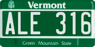VT license plate ALE316