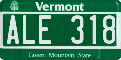 VT license plate ALE318