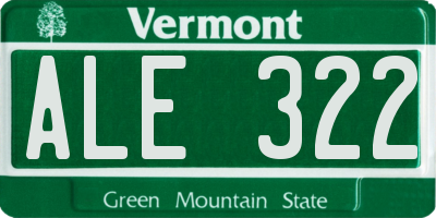 VT license plate ALE322
