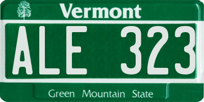 VT license plate ALE323