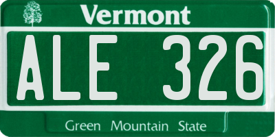 VT license plate ALE326