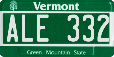 VT license plate ALE332