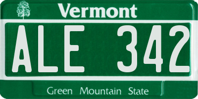 VT license plate ALE342