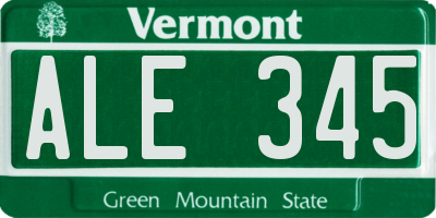 VT license plate ALE345