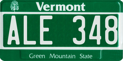 VT license plate ALE348