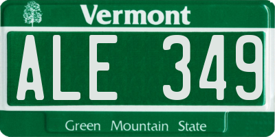 VT license plate ALE349